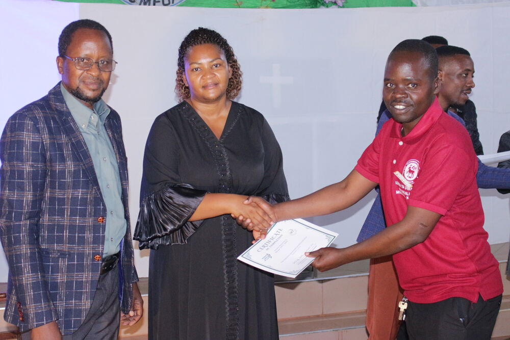Certificate of completion presented to a graduate