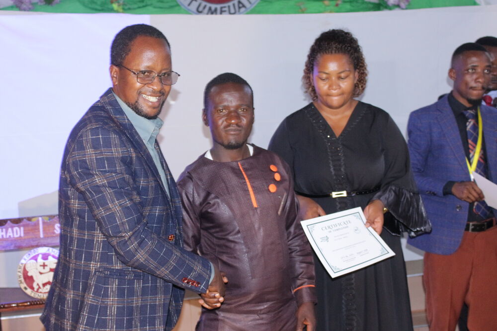 Certificate of completion presented to a graduate